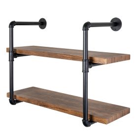 2-Tier Black Industrial Wall Shelf