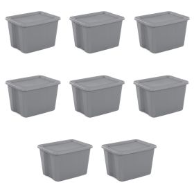 18 Gallon Tote Box Plastic;  Gray;  Set of 8