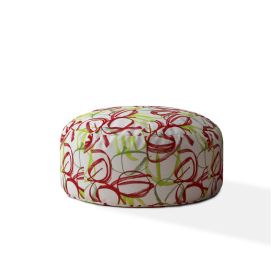 Indoor RIBBONS & TWIRLS Green Round Zipper Pouf - Cover Only - 24in dia x 20in tall