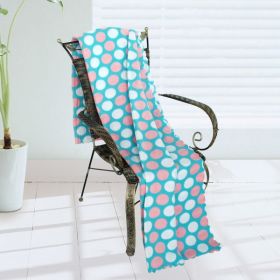 [Pink & White Dots] Soft Coral Fleece Throw Blanket (59 by 74.8 inches)