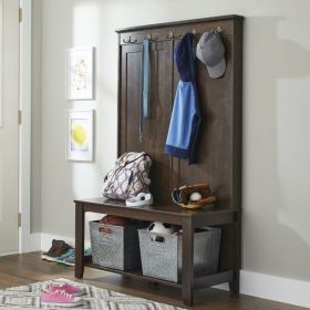 Two-in-one entrance furniture with storage and coat rack