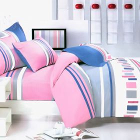 Blancho Bedding - [Pink Abstract] 100% Cotton 7PC Bed In A Bag (Full Size)