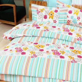 Blancho Bedding - [Blooming Flowers] 100% Cotton 7PC Bed In A Bag (Full Size)