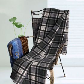 [Scotch Plaids - Cool Grey] Soft Coral Fleece Throw Blanket (71 by 79 inches)