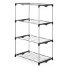 4-Tier Shelf Tower Closet System; Black and Silver - Metal - For Bedroom; Attic; or Garage