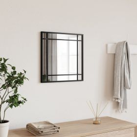 Wall Mirror Black 15.7"x15.7" Square Iron