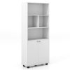 66 Inch Tall Double-Door Bookcase with Adjustable Shelf and Storage Cubes