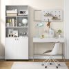 66 Inch Tall Double-Door Bookcase with Adjustable Shelf and Storage Cubes