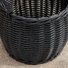 Lucius Round Resin Woven Wicker Basket with Handles - 13" x 13" x 13" - Black - For Clothes, Towels, Toys, Magazines Storage and Home Decoration