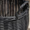 Lucius Round Resin Woven Wicker Basket with Handles - 13" x 13" x 13" - Black - For Clothes, Towels, Toys, Magazines Storage and Home Decoration