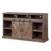 Bridgevine Home Farmhouse 66 inch Electric Fireplace TV Stand for TVs up to 80 inches, Barnwood Finish