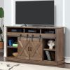 Bridgevine Home Farmhouse 66 inch Electric Fireplace TV Stand for TVs up to 80 inches, Barnwood Finish