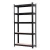 30 in. W x 60 in. H x 12 in. D 5-Tier Black Steel Shelving Unit