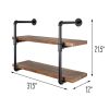 2-Tier Black Industrial Wall Shelf