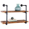 2-Tier Black Industrial Wall Shelf