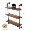 Industrial Wall Mounted Iron Floating Pipe Shelves Racks Storage Bookcases - 3 layers XH