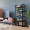 5 Shelves; Freestanding Storage Shelving Unit for Home Office Living Room; Rustic Brown