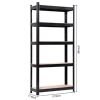 30 in. W x 60 in. H x 12 in. D 5-Tier Black Steel Shelving Unit