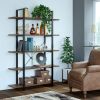 5 Shelves; Freestanding Storage Shelving Unit for Home Office Living Room; Rustic Brown