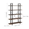 5 Shelves; Freestanding Storage Shelving Unit for Home Office Living Room; Rustic Brown