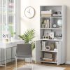 66 Inch Tall Double-Door Bookcase with Adjustable Shelf and Storage Cubes