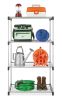 4-Tier Shelf Tower Closet System; Black and Silver - Metal - For Bedroom; Attic; or Garage