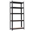 30 in. W x 60 in. H x 12 in. D 5-Tier Black Steel Shelving Unit