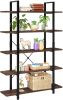 5 Shelves; Freestanding Storage Shelving Unit for Home Office Living Room; Rustic Brown