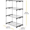 4-Tier Shelf Tower Closet System; Black and Silver - Metal - For Bedroom; Attic; or Garage